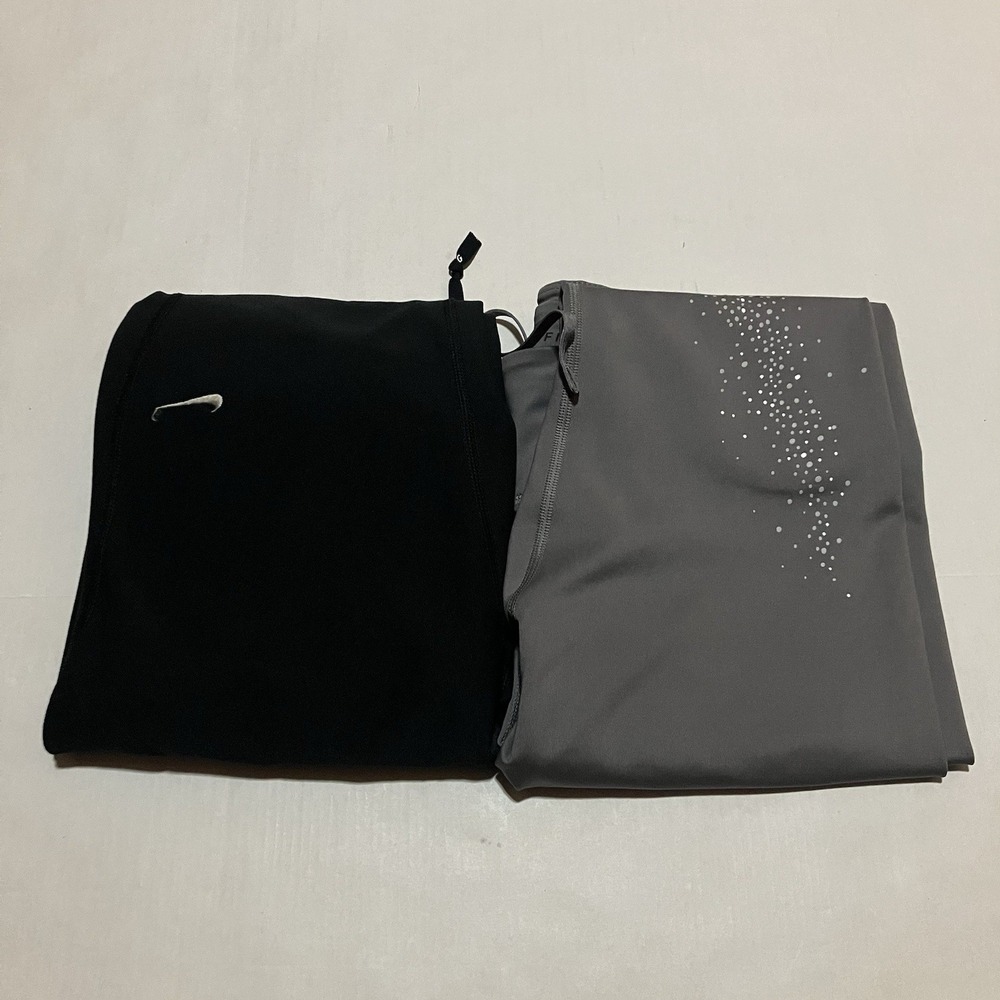 Nike Dri-Fit Womens Size Medium Gray Black Running Stretch‎ Legging Zipper Cuff